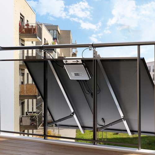 Balkonkraftwerk 1300W Solaranlage mit 800W Ecoflow Stream Micro Wechselrichter WiFi Bluetooth, Glas-Glas Solarmodule 2X 500W Bifazial Vollschwarz, Photovoltaik PV Anlage für Haus Dach Terrasse Balkon – Bild 7