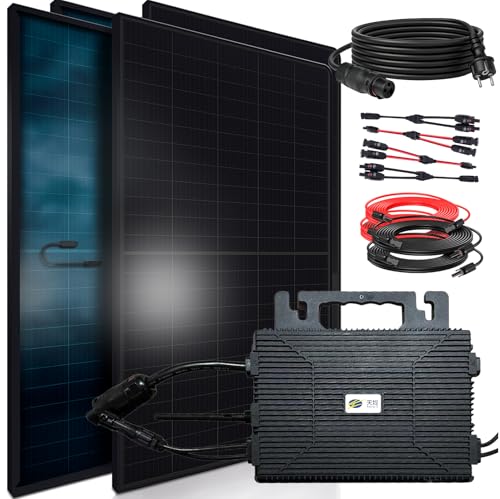 SUNNIVA 1840W Balkonkraftwerk 800W komplett Steckdose - Astro Energy 800W Wechselrichter - PV Solaranlage Komplettset - 4x 460W Solarmodule - inkl. 5m Kabel - Bluetooth WIFI