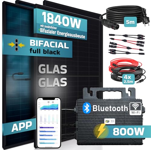 SUNNIVA 1840W Balkonkraftwerk 800W komplett Steckdose - Astro Energy 800W Wechselrichter - PV Solaranlage Komplettset - 4x 460W Solarmodule - inkl. 5m Kabel - Bluetooth WIFI – Bild 2