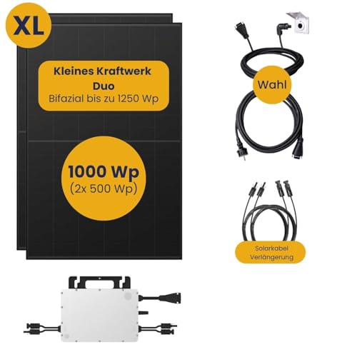 Kleines Kraftwerk 1000W Balkonkraftwerk ohne Halterung | Balkonkraftwerk 800W komplett Steckdose | 800W Wechselrichter | Solaranlage Komplettset | 500W bifaziale Solarmodule & Zubehör, Kabel – Bild 2