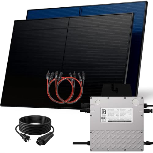 SUNNIVA 1000W Balkonkraftwerk BIFAZIAL FULLBLACK komplett Steckdose BENY 800W Wechselrichter, PV Solaranlage, 2x 500W Glas-Glas Solarmodule, inkl. 5m Kabel, WIFI, Komplettset
