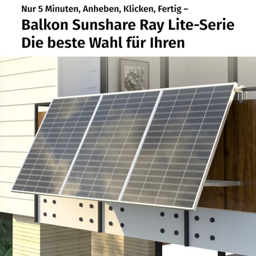 SUNSHARE Ray Lite 600W Balkonkraftwerk Ohne Halterung – komplett Steckdose N-Typ Solarmodule 25 % Effizienz – 800W Mikro-Wechselrichter mit WIFI & AC Kabel – Basic Kit PV Solaranlage Komplettset – Bild 2