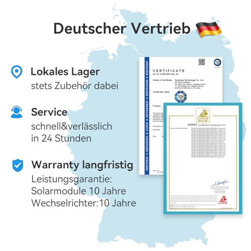 SUNSHARE Ray 600W Balkonkraftwerk mit Halterung Beton Balkon - Balkonkraftwerk 800W komplett Steckdose - neuester 800 Watt Wechselrichter - Solaranlage Komplettset - inkl Zubehör - 5m Kabel – Bild 8