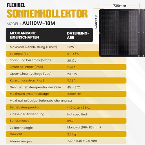 Vitavelle 880W Balkonkraftwerk Set, 8X110W ultraleichte flexible Solarpaneele – 800W WIFI-Wechselrichter, komplett Steckdose Photovoltaik-System – Bild 8