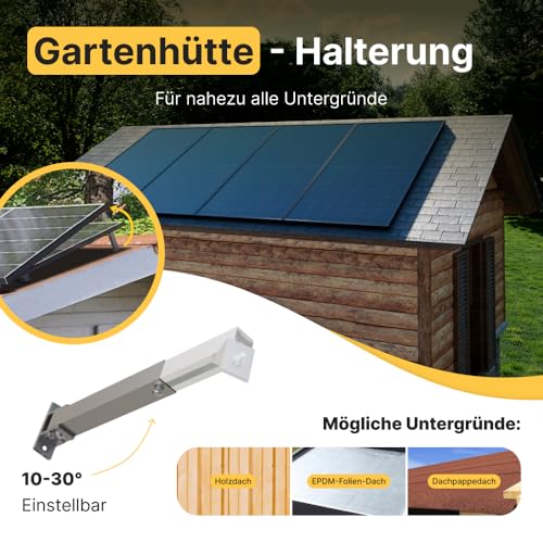 Solakon 900W Balkonkraftwerk mit Halterung (Gartenhaus) - Balkonkraftwerk 800W komplett Steckdose - 800 Watt Wechselrichter - Solaranlage Komplettset - 450W bifaziale Solarmodule inkl Zubehör - 5m – Bild 5