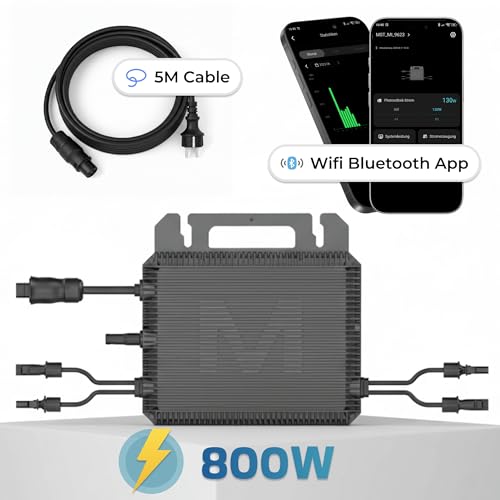 SUNNIVA 920W Balkonkraftwerk BIFAZIAL FULLBLACK komplett Steckdose MARSTEK 800 Watt Wechselrichter, PV Solaranlage Komplettset, 2x460W N-Type Glas-Glas Bifacial Solarmodule, 5m Kabel, 4x1m Solarkabel – Bild 4