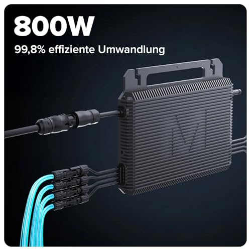 SUNNIVA 920W Balkonkraftwerk BIFAZIAL FULLBLACK komplett Steckdose MARSTEK 800 Watt Wechselrichter, PV Solaranlage Komplettset, 2x460W N-Type Glas-Glas Bifacial Solarmodule, 5m Kabel, 4x1m Solarkabel – Bild 5