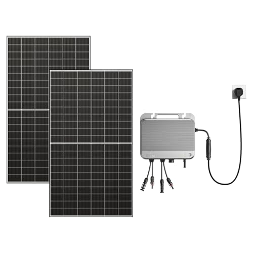 Zendure 1300W Balkonkraftwerk - Balkonkraftwerk 800W komplett Steckdose - neuester 800 Watt Wechselrichter - Solaranlage Komplettset - 500W bifaziale Solarmodule inkl. Zubehör (5m Kabel)