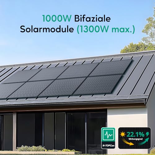 Zendure 1300W Balkonkraftwerk - Balkonkraftwerk 800W komplett Steckdose - neuester 800 Watt Wechselrichter - Solaranlage Komplettset - 500W bifaziale Solarmodule inkl. Zubehör (5m Kabel) – Bild 2
