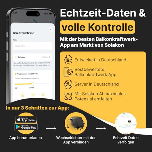 Solakon® 1000W Balkonkraftwerk - Balkonkraftwerk 800W komplett Steckdose - neuester 800 Watt Wechselrichter - Solaranlage Komplettset - 500W bifaziale Solarmodule inkl. Zubehör - 3m Kabel – Bild 2