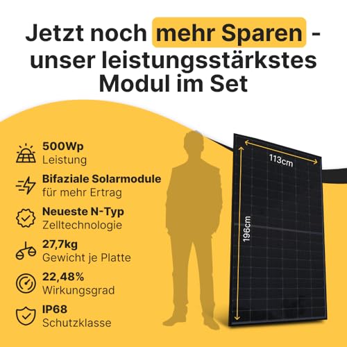 Solakon® 1000W Balkonkraftwerk - Balkonkraftwerk 800W komplett Steckdose - neuester 800 Watt Wechselrichter - Solaranlage Komplettset - 500W bifaziale Solarmodule inkl. Zubehör - 3m Kabel – Bild 7