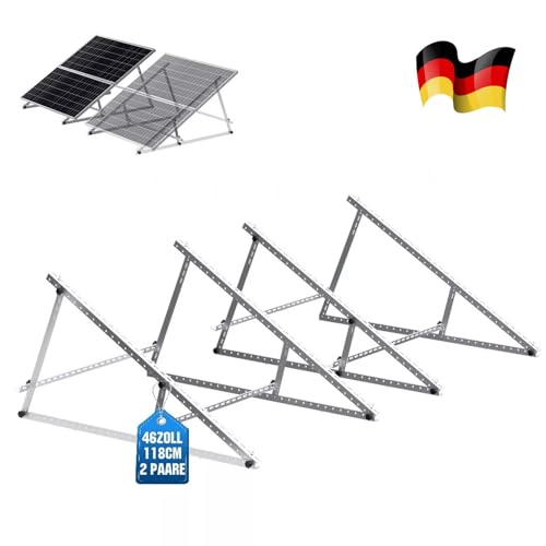 2 Sets GLIESE Balkonkraftwerk Halterung 118 cm,Verstärkte Solarmodul Halterung ,Solarpanel Halterung,Verstellbarer Winkel Von 0° Bis 90°,Neigungshalterungen ,Halterungen Balkonkraftwerk für 100W-600W