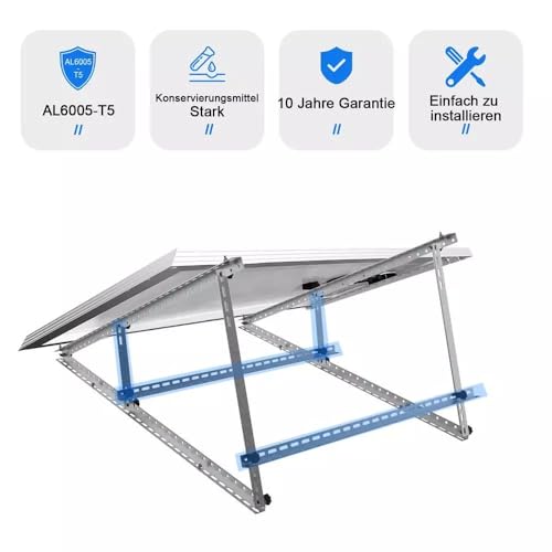 2 Sets GLIESE Balkonkraftwerk Halterung 118 cm,Verstärkte Solarmodul Halterung ,Solarpanel Halterung,Verstellbarer Winkel Von 0° Bis 90°,Neigungshalterungen ,Halterungen Balkonkraftwerk für 100W-600W – Bild 3
