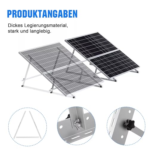 2 Sets GLIESE Balkonkraftwerk Halterung 118 cm,Verstärkte Solarmodul Halterung ,Solarpanel Halterung,Verstellbarer Winkel Von 0° Bis 90°,Neigungshalterungen ,Halterungen Balkonkraftwerk für 100W-600W – Bild 6