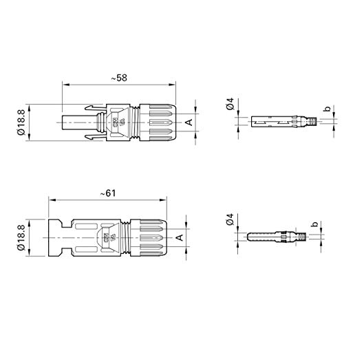 Stäubli 5 Paar MC4 Stecker - Buchse + Stecker 4-6 mm² Typ 4 PV-KBT4/6I 5 Paar 4 mm² - 6 mm² – Bild 3