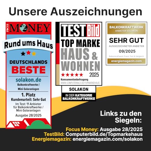 Solakon® 830W Balkonkraftwerk 800W komplett Steckdose - Inklusive Halterung - Balkonkraftwerk 800 Watt upgradebarer Wechselrichter 600W - zwei 415W Solarmodule im Solaranlage Komplettset - 5m Kabel – Bild 9