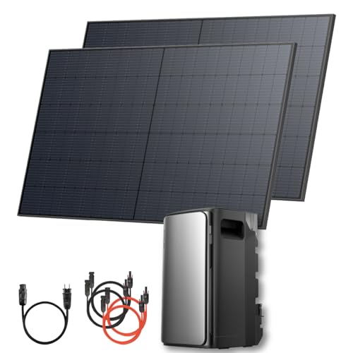 Solarway® 1000Wp / 800W Balkonkraftwerk mit 1,9kWh Speicher komplett Steckdose - 1,9 kWh EcoFlow Stream Max - Solaranlage Komplettset