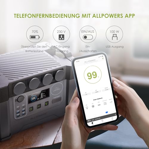 ALLPOWERS Tragbarer Powerstation 2000W (4000W Surge) Wechselstromsteckdosen 1500Wh Akku MPPT Solar Generator Mobiler Stromspeicher für Wohnmobil Camping Heimwerken Notstromaggregat RV Haus Notfall – Bild 5