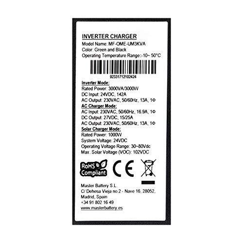 Master U-Power Wechselrichter, Hybrid-Ladegerät, UM, 3000 W, 24 V, MPPT – Bild 3