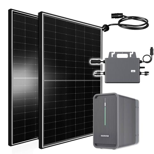 Balkonkraftwerk 1000W Solaranlage mit 800W TSUN Micro Wechselrichter WiFi Bluetooth, 2x500W Bifaziale Solarmodule, Schukokabel 5m, Photovoltaik PV Anlage für Haus Dach Balkon